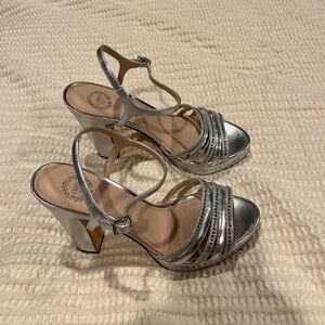 Elegant Silver Strappy Heels
